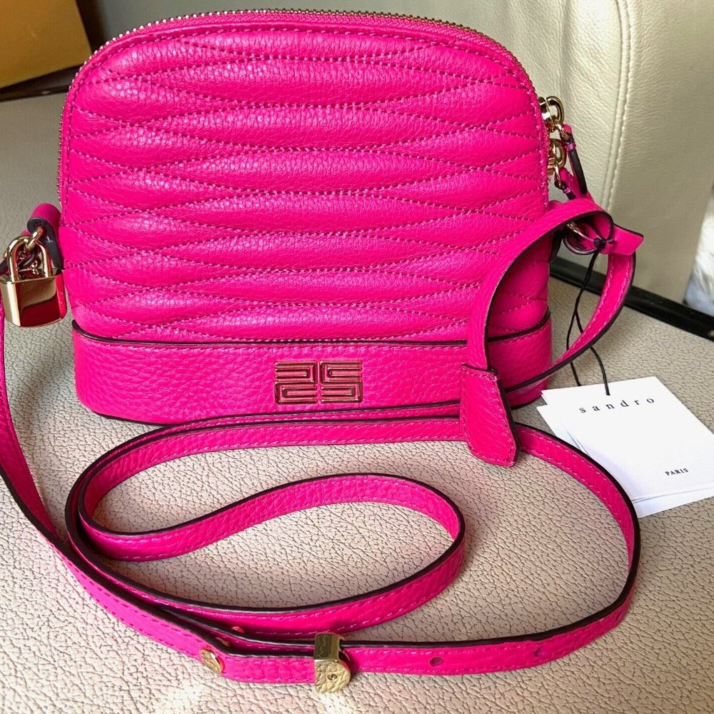 NWT Sandro Thelma quilted pebbled-leather  bag